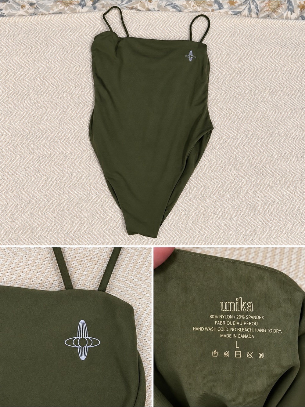 Unika Othership Olive One-Piece Swimsuit with Thin Straps